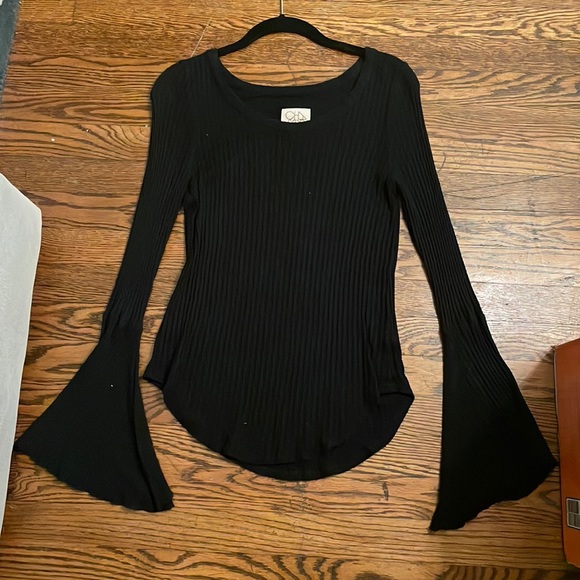 Tops Black Long Sleeve Top With Flare Sleeves Poshmark